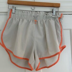 Nike Gray and Orange Athletic Shorts with Retro Design